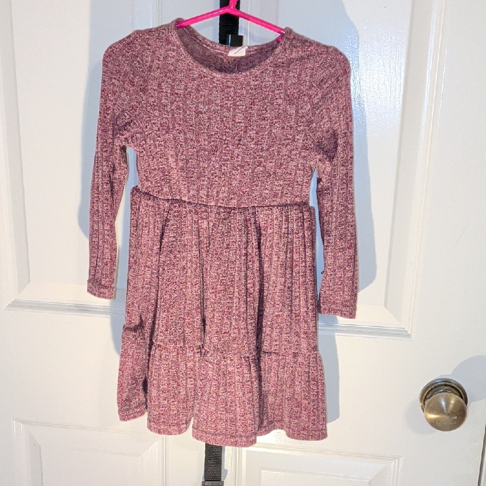 Trendy Maroon Knit Kids Dress